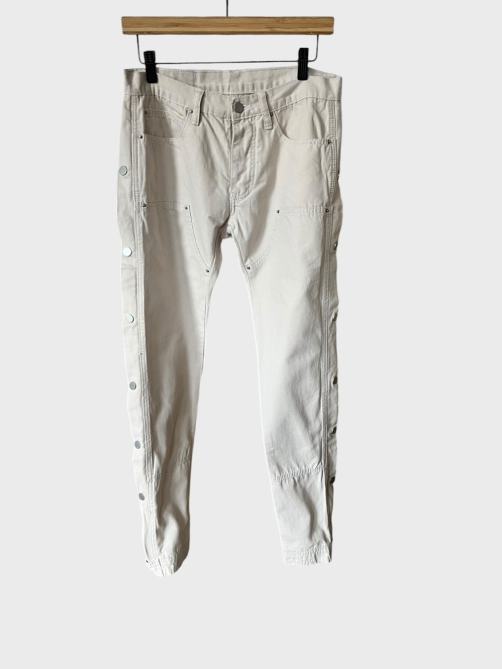 Mens  MNML snap western Cream Cotton Pants